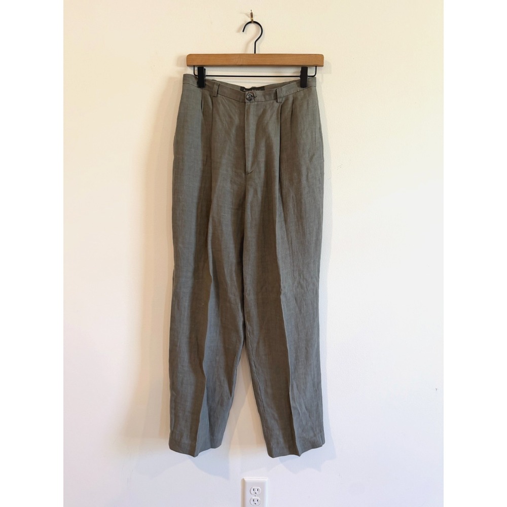 Vintage Banana Republic 100% Hemp Pleated Pants Women's 8 Gray Italy